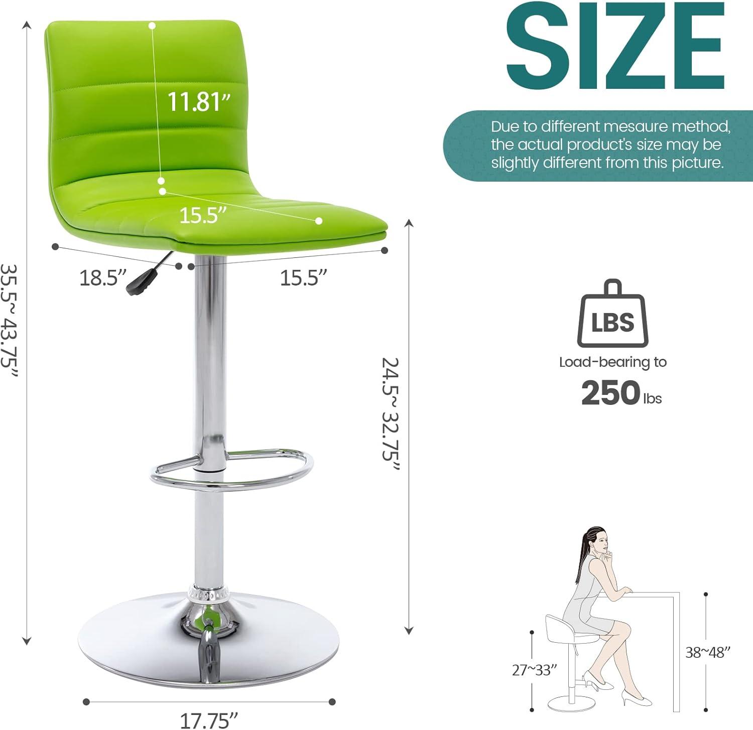 Flash Furniture Modern Vinyl Adjustable Height Barstool with Horizontal Stitch Back