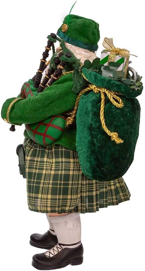 Kurt Adler 10.5-Inch Fabriché Musical Irish Bagpiper Santa