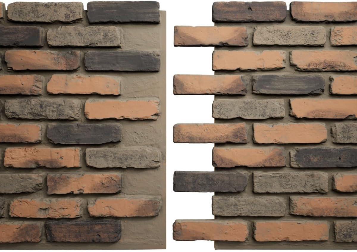 StoneCraft Aged Brick Faux Brick Panel, 46 7/8"W x 27"H x 1 1/4"D