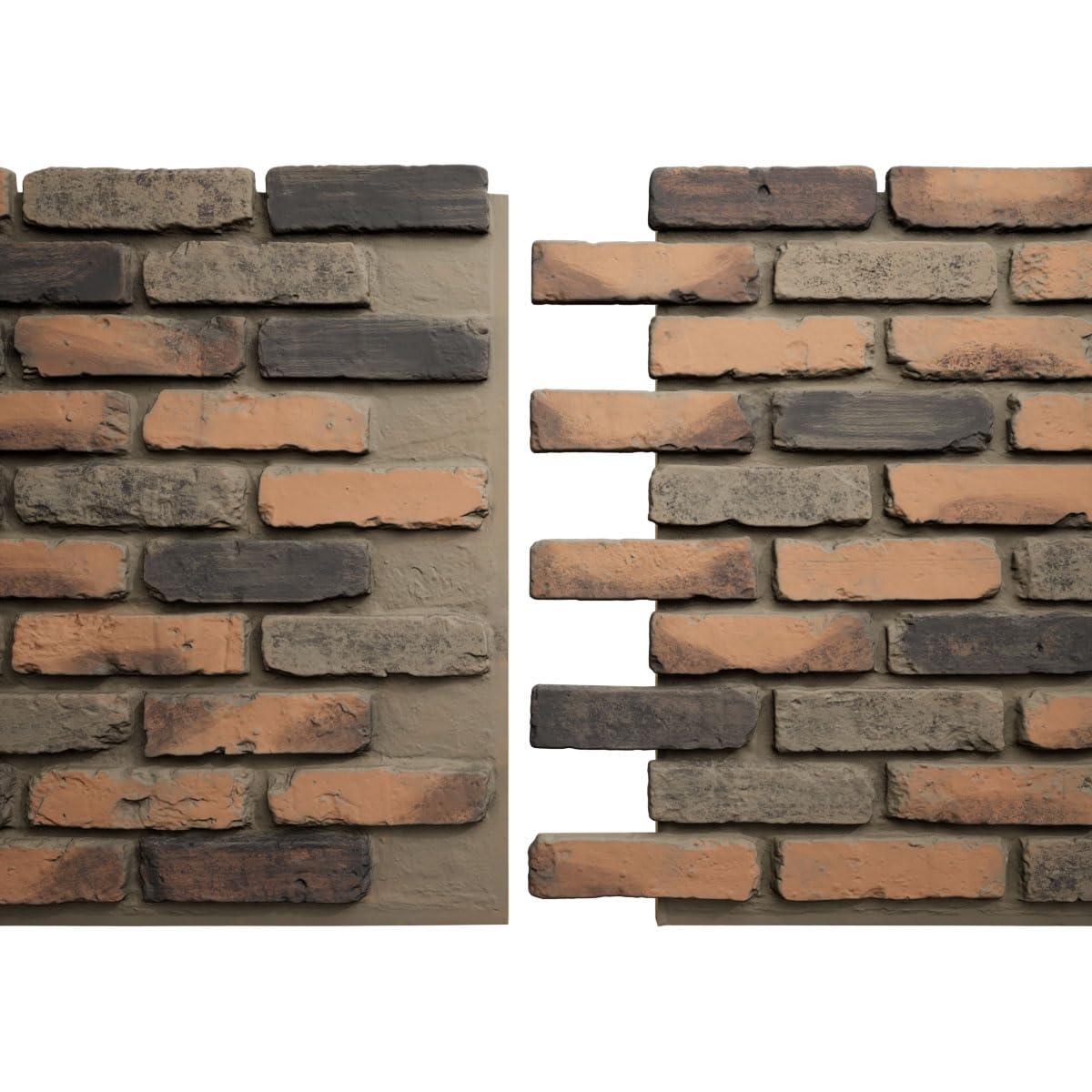 StoneCraft Aged Brick Faux Brick Panel, 46 7/8"W x 27"H x 1 1/4"D
