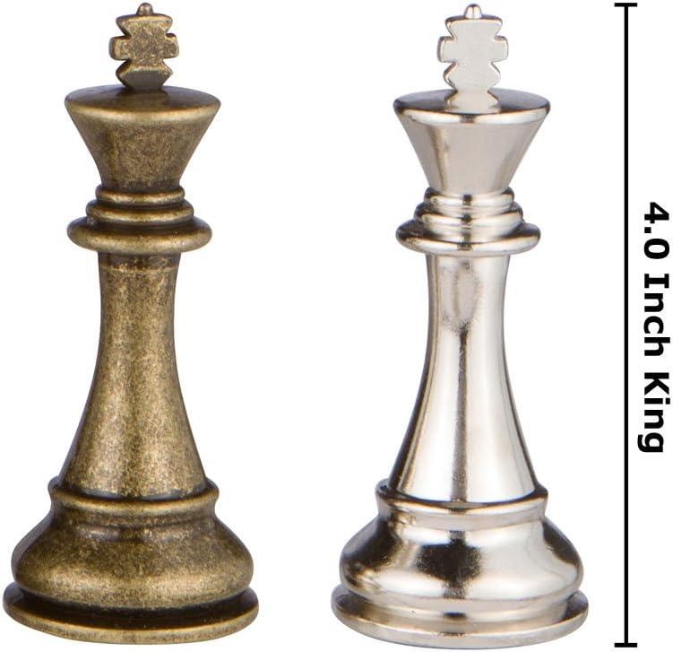 Jupiter Silver and Bronze Metal Chess Pieces with Extra Queens