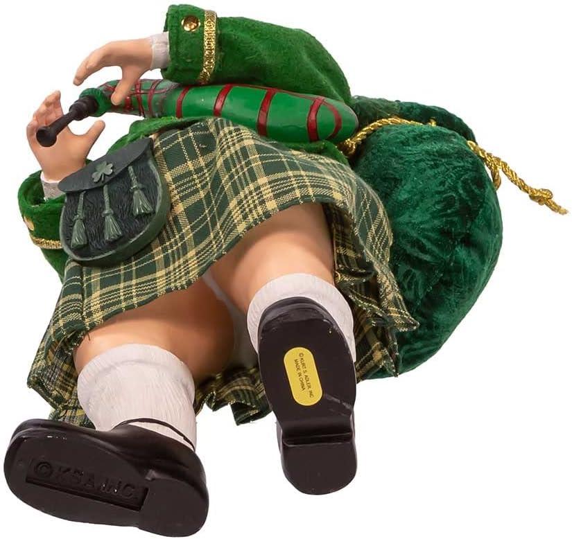 Kurt Adler 10.5-Inch Fabriché Musical Irish Bagpiper Santa
