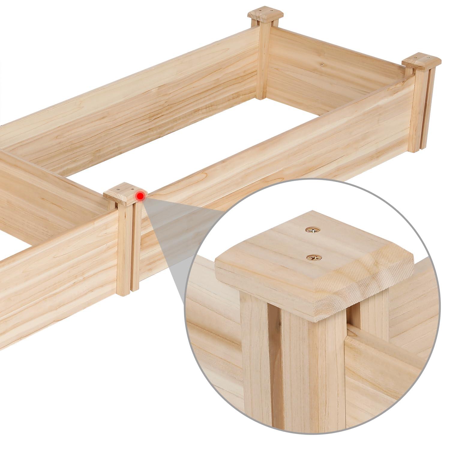 Yaheetech 8×2ft Wooden Horticulture Raised Garden Bed Divisible Elevated Planting Planter Box for Flowers/Vegetables/Herbs in Backyard/Patio Outdoor, Natural Wood, 95 x 25 x 11in