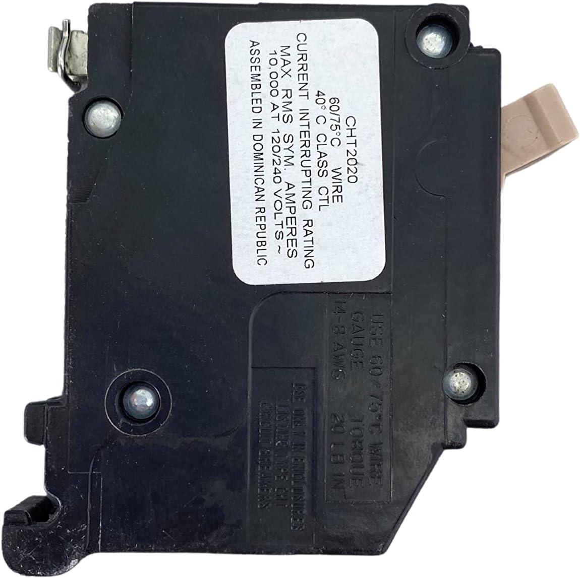Eaton CHT2020 Cutler-Hammer Tandem Single Pole Circuit Breaker, 3/4", 20 Amp