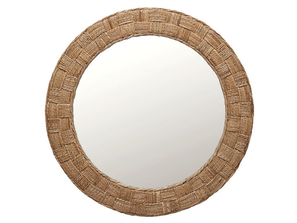 DaiZuY Round Rope Wall Mirror, Chequered, Beige/Natural