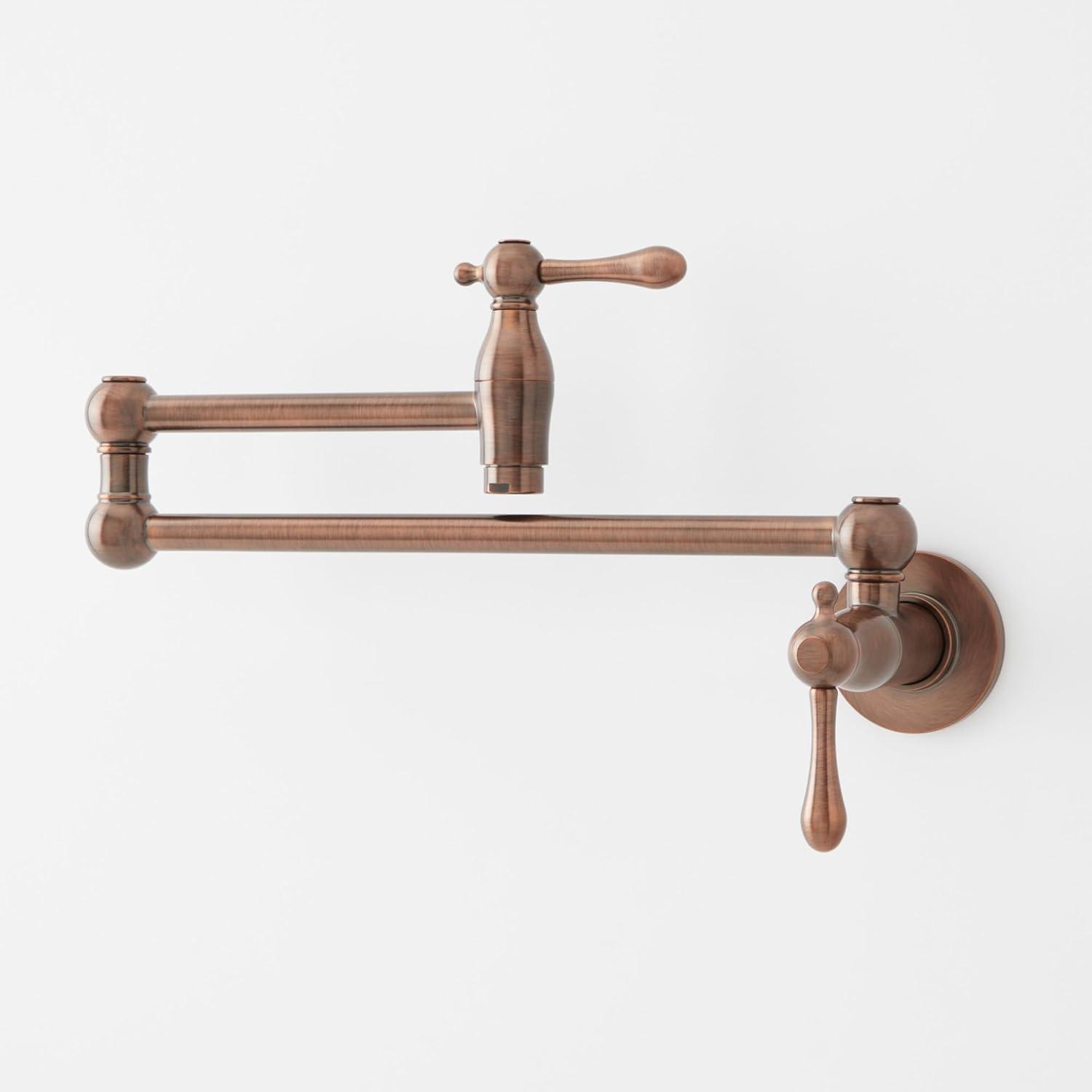 Aged Brass Double Handle Wall Mounted Pot Filler