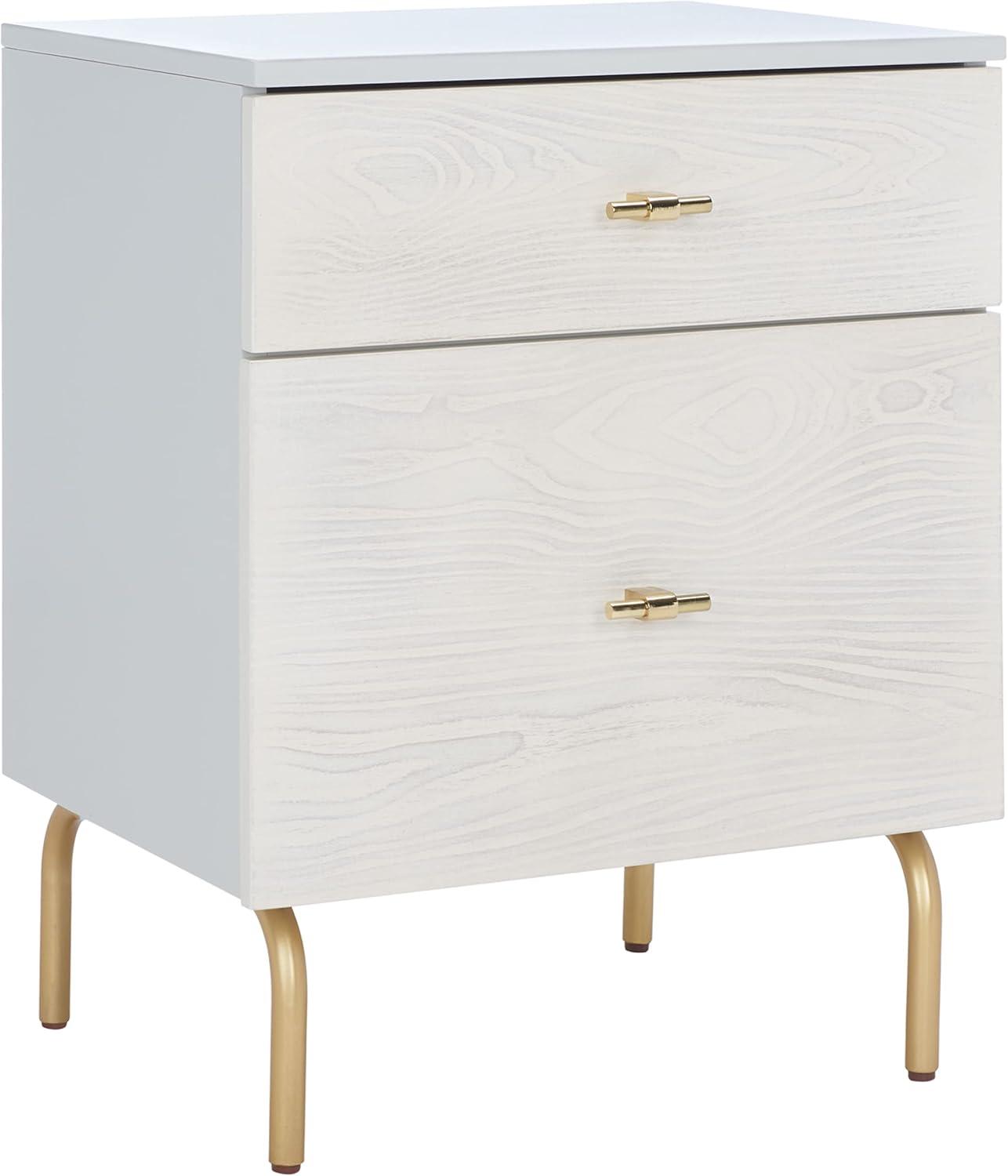 SAFAVIEH Genevieve Mid-Century 2 Drawer Nightstand, Grey/White Washed