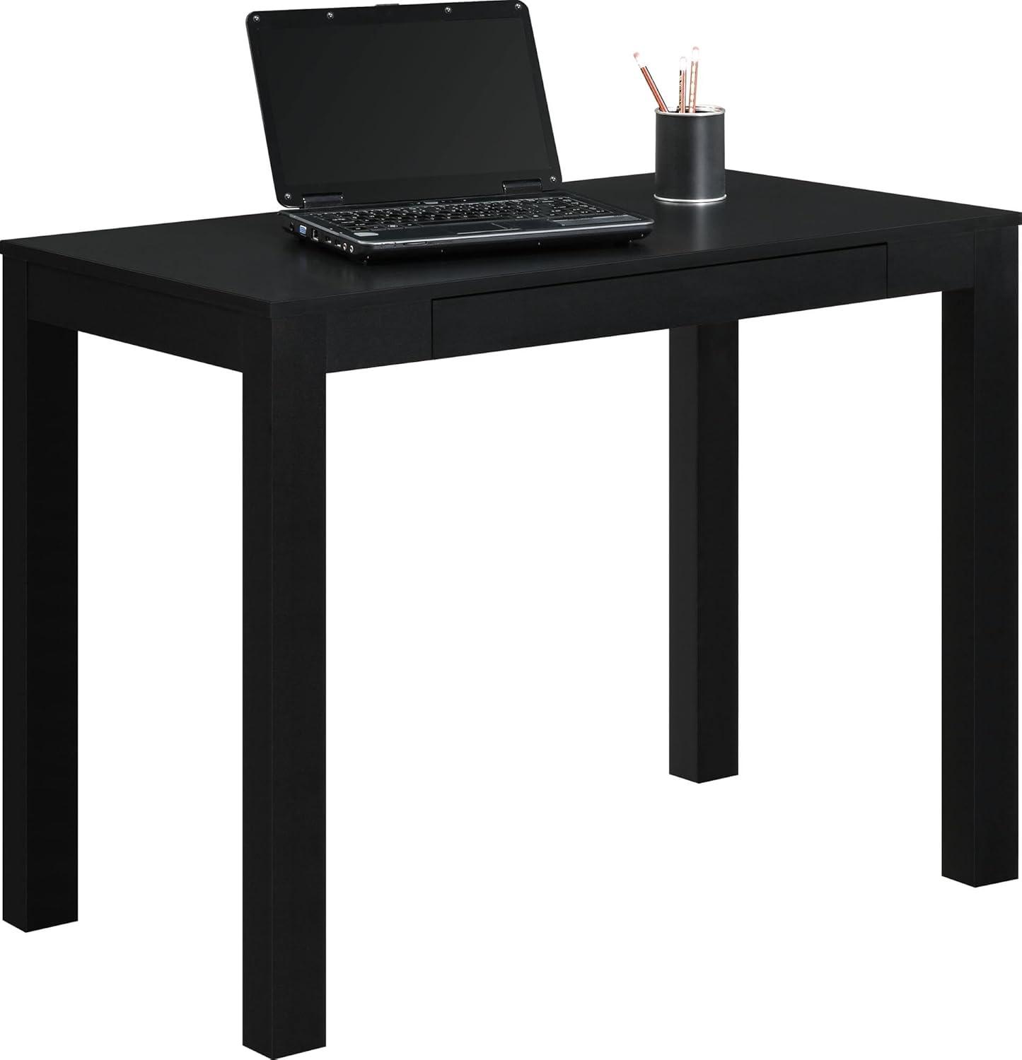 Sleek Minimalist Black Parsons Desk with Storage Drawer