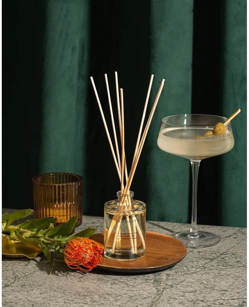 Brooklyn Sage and Cassis Reed Diffuser with Rattan Reeds