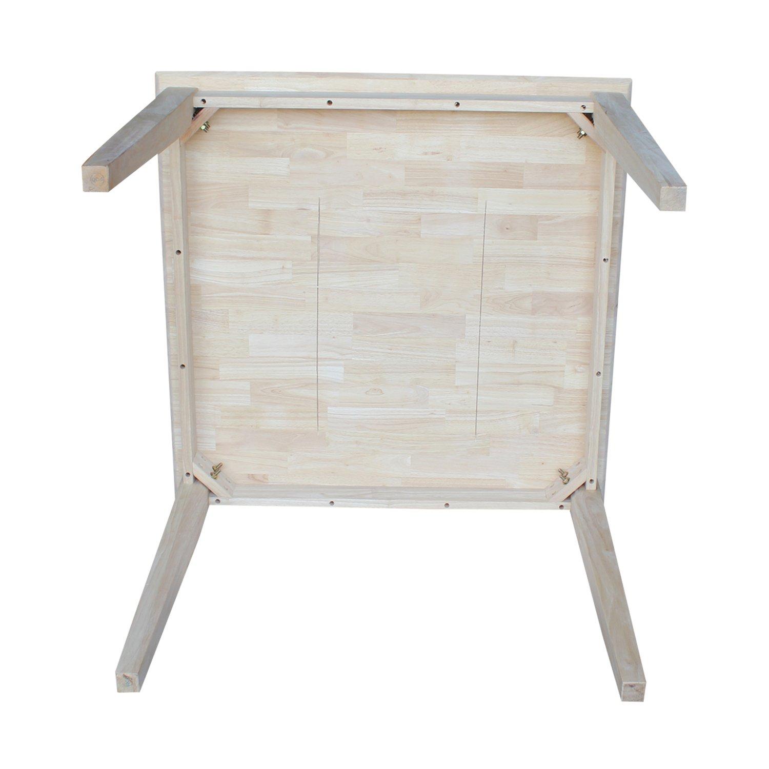 36" Square Solid Wood Dining Table with Shaker Legs Unfinished - International Concepts: Parawood, Seats 4
