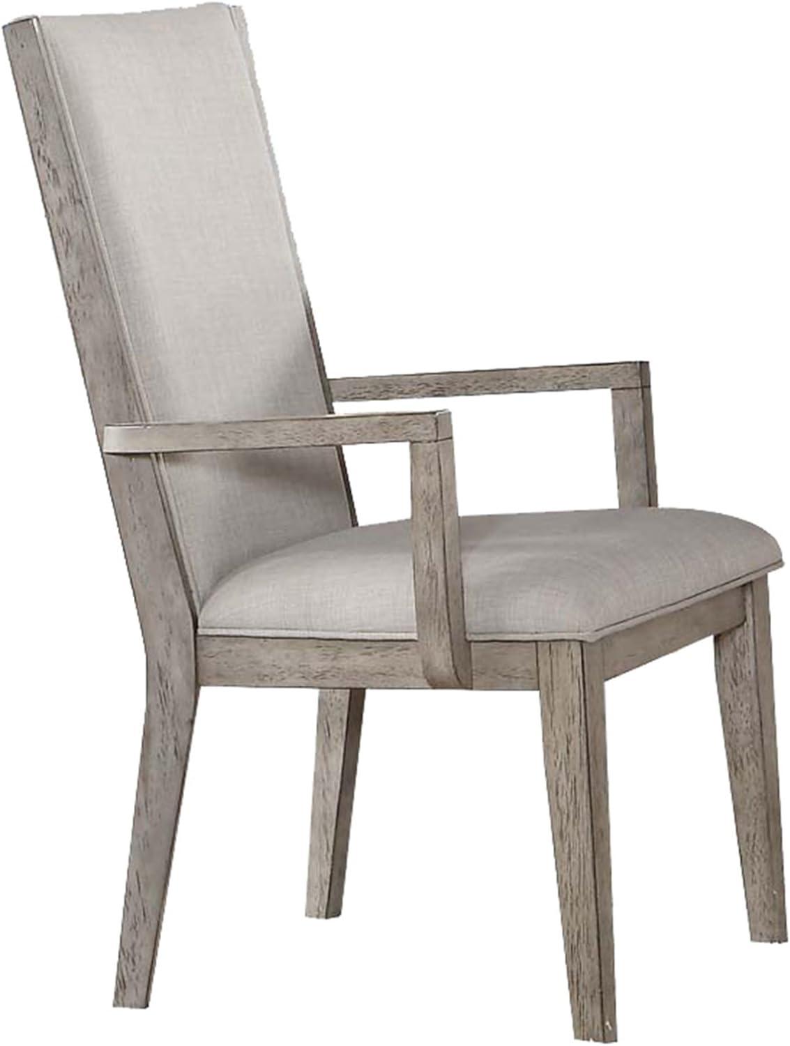 Set Of 2 Fabric Arm Chair, Gray Oak Fabric Upholstered Armchair