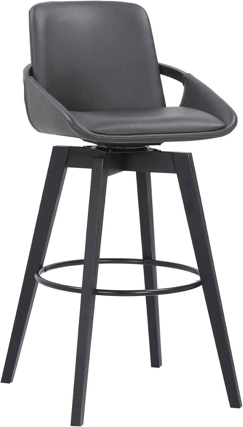 30" Baylor Faux Leather Wood Swivel Barstool Gray/Black - Armen Living