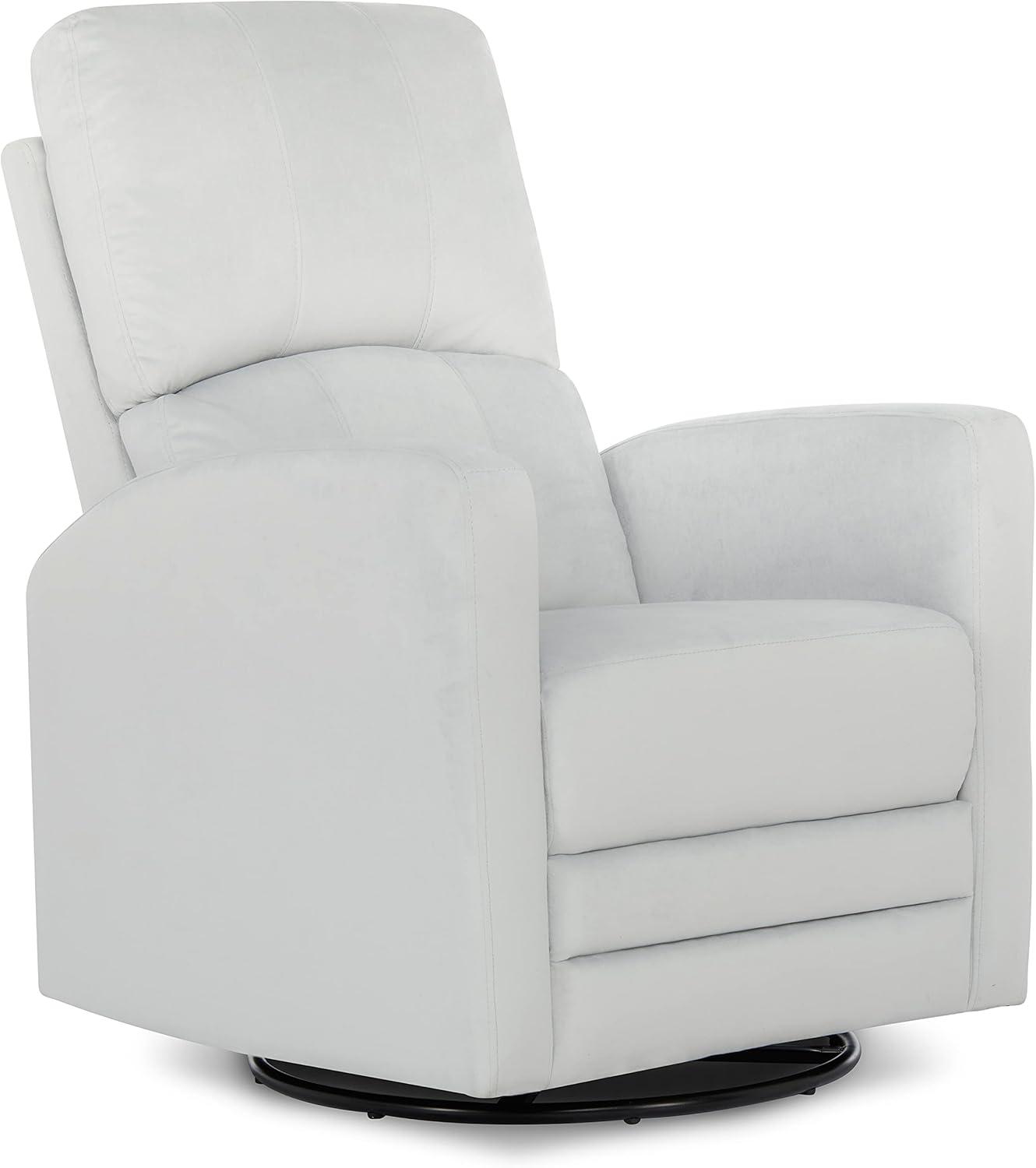 Evolur Habana Upholstered Faux Leather, Ergonomic Seating Glider Swivel Rocker, Glider Chair in Grey, Modern Nursery Glider, Tool-Free Assembly, Easy to Clean, Fit for Any Nursery Decor