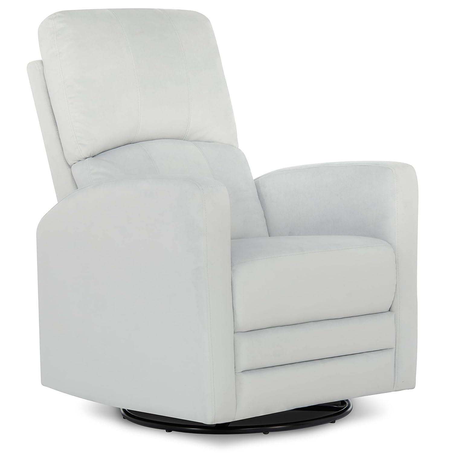 Evolur Habana Upholstered Faux Leather, Ergonomic Seating Glider Swivel Rocker, Glider Chair in Grey, Modern Nursery Glider, Tool-Free Assembly, Easy to Clean, Fit for Any Nursery Decor