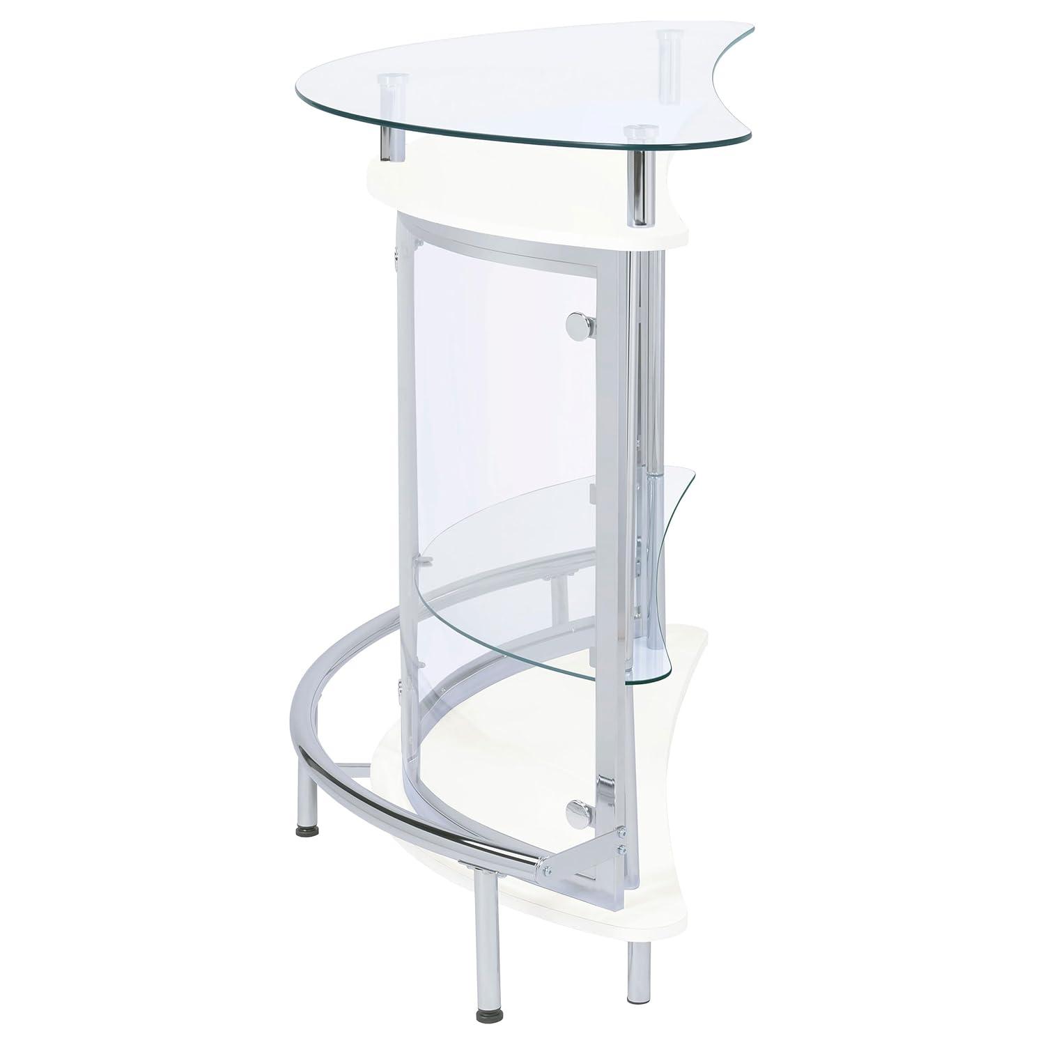 Coaster Amarillo Modern 2 Tier Home Bar Cabinet White/Chrome