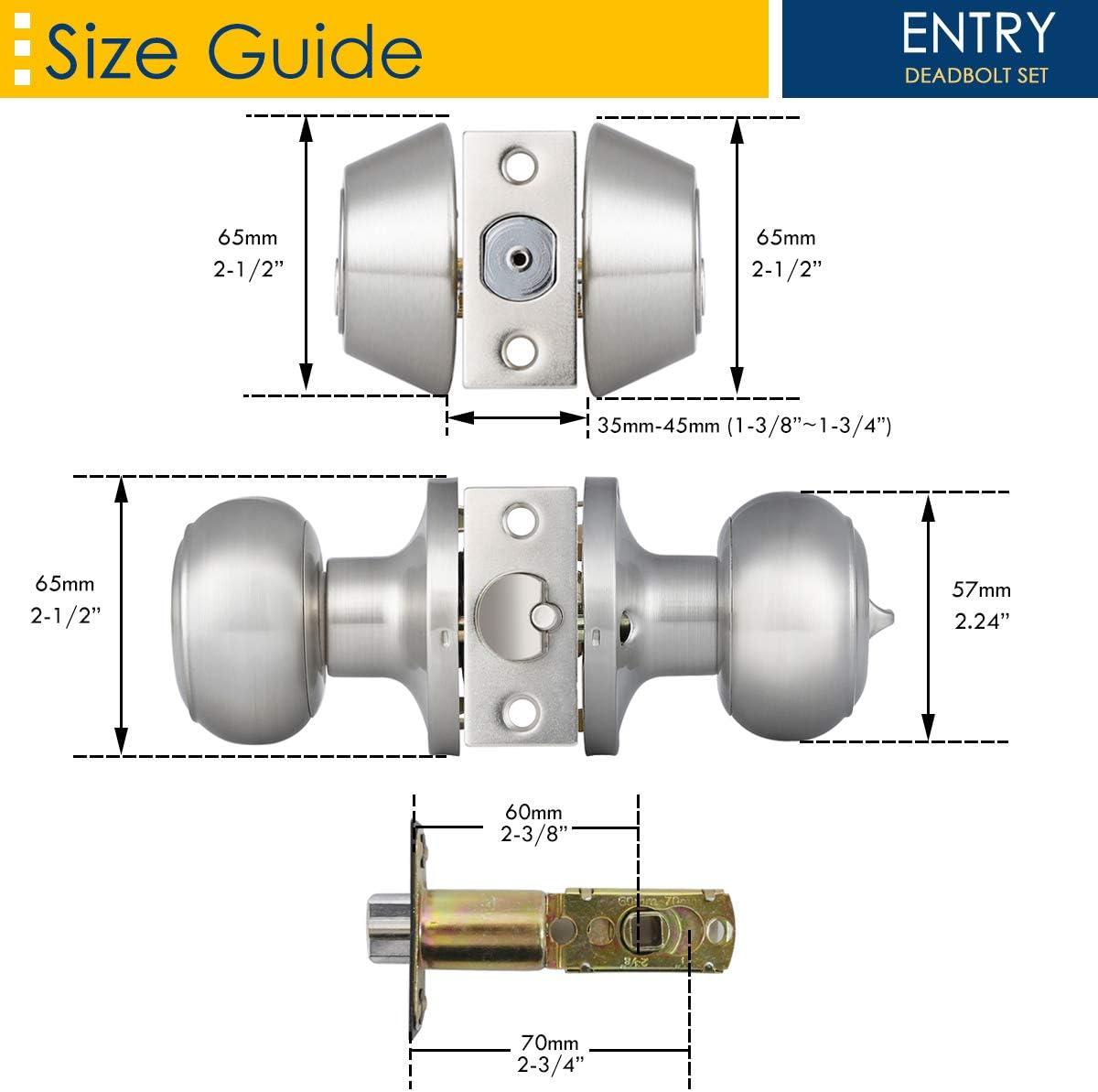 Brushed Nickel Round Stainless Steel Entry Knob and Deadbolt Set