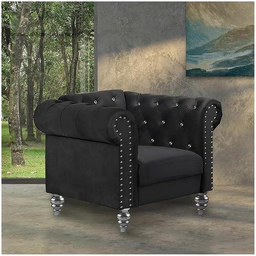 New Classic Furniture Emma Crystal Velvet Fabric Chair in Black