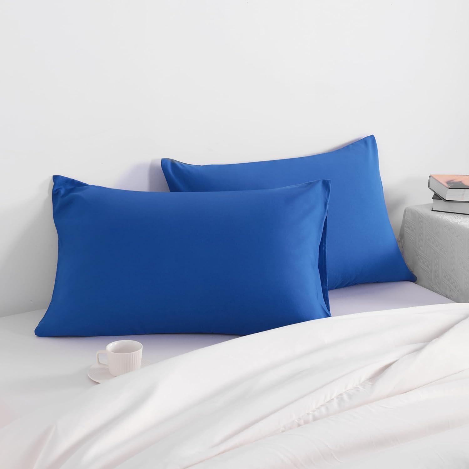 2 Pack Brushed Microfiber Body Pillowcases, Super Soft Body Pillow Cover with Envelope Closure, 20x54 Inches, Royal Blue - NTBAY