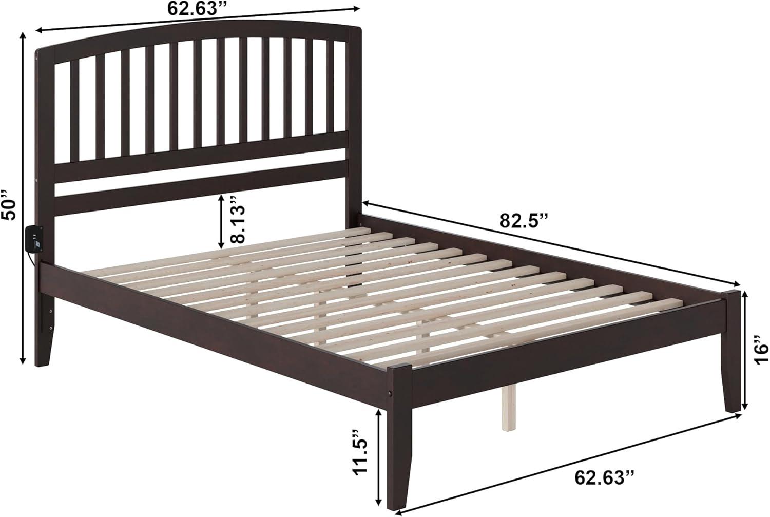 Richmond Queen Platform Bed with Open Foot Board in Espresso