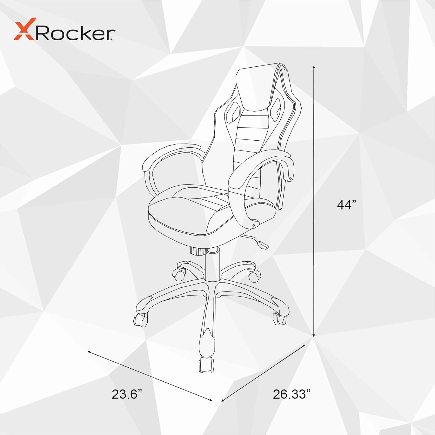 X Rocker Rogue 2.0 Bluetooth PC Chair, Gray, 25.6 x 23.62 x 43.5