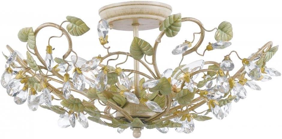 Josie Champagne Green Tea 5-Light Crystal Semi-Flush Chandelier