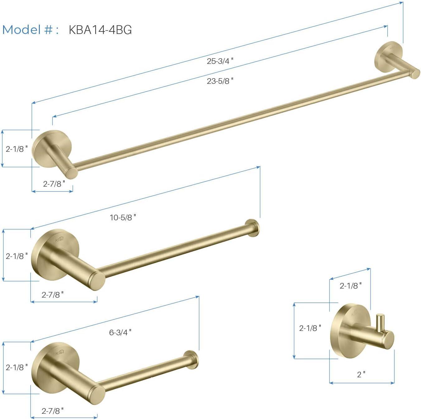 KIBI C-KBA14-4BG Circular 4 - Piece Bathroom Hardware Set