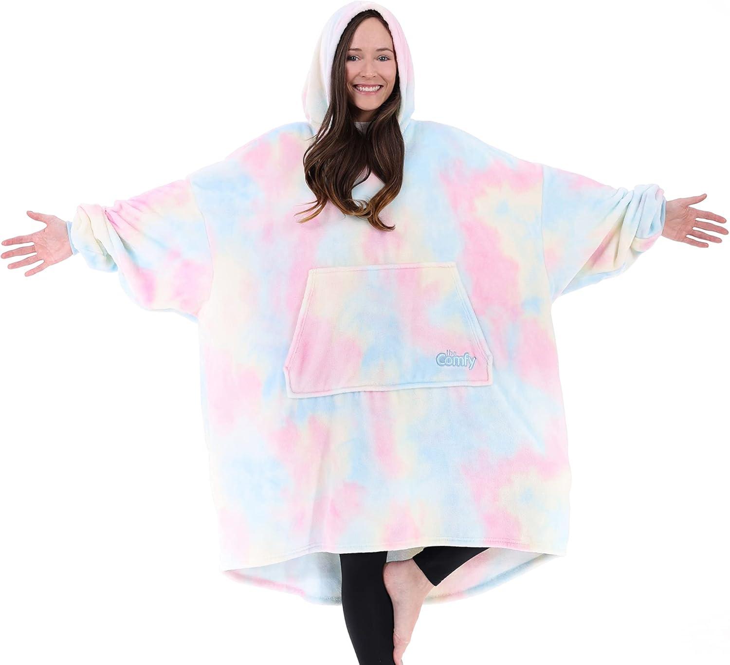 Cotton Candy Tie Dye Hooded Wearable Blanket