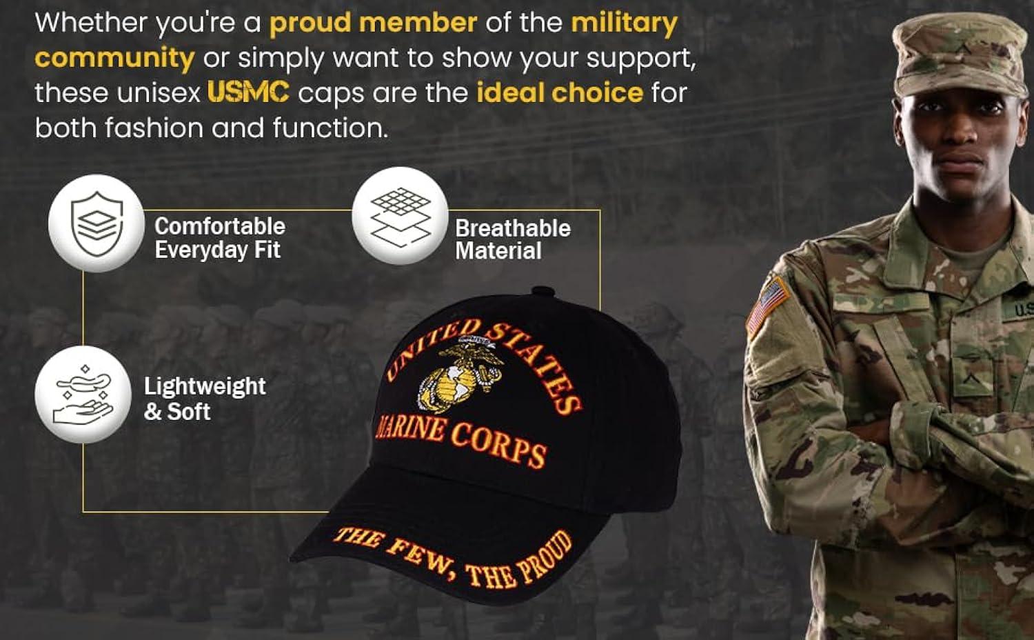 United States Marine Corps Cap | Perfect for Everyday, Comfortable | Baseball Cap for Men Women Official Licensed