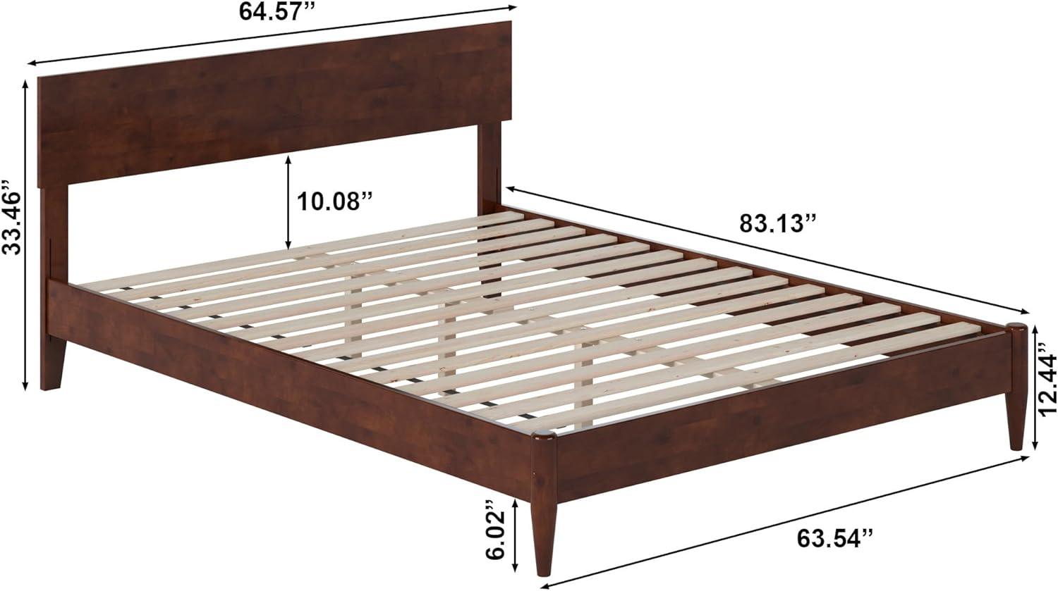 AFI Aria Queen Modern Solid Wood Low Profile Platform Bed, Walnut