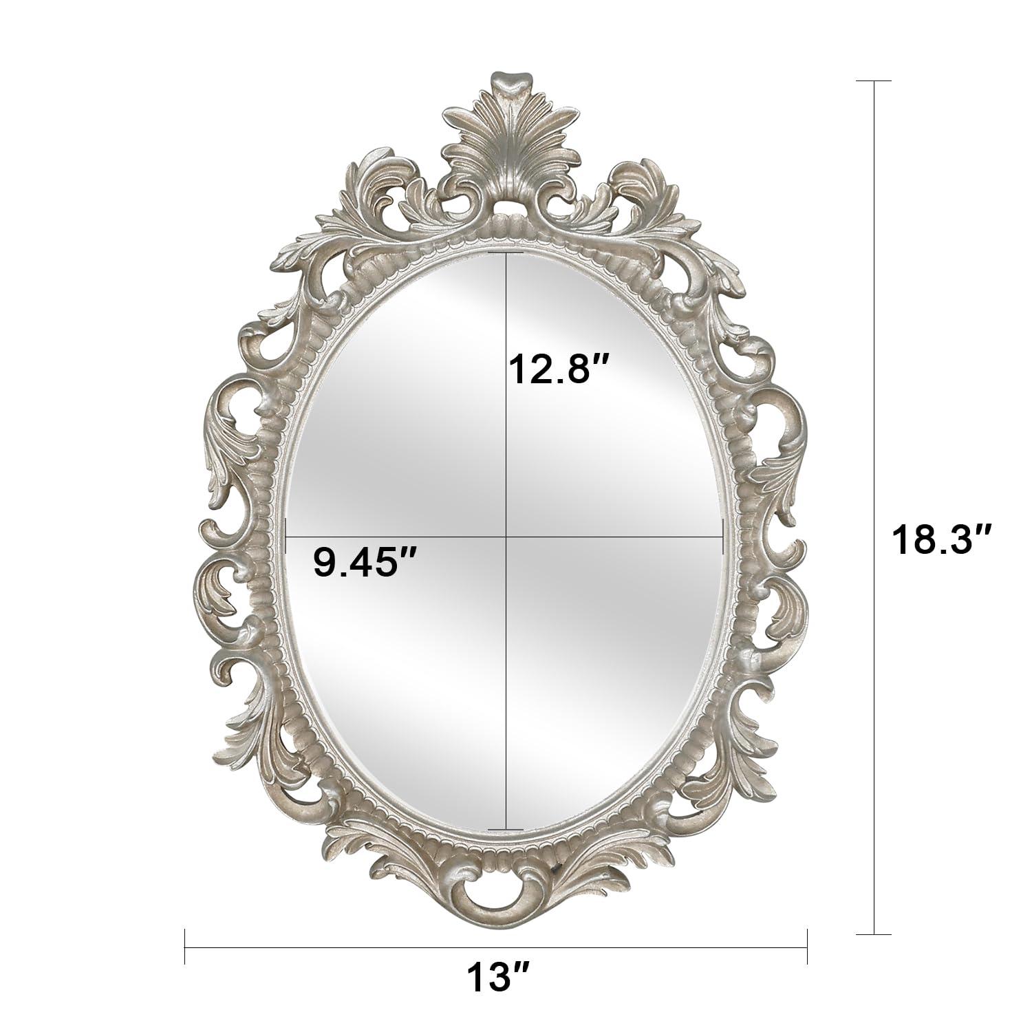 Simon's Shop 18'' Oval Mirror for Living Room Silver Makeup Mirror Vintage Wall Mirror