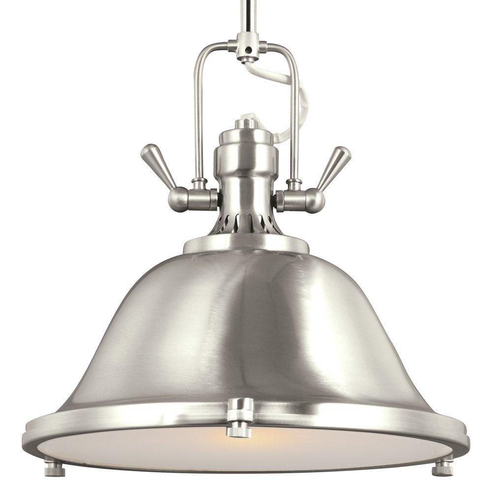 Brushed Nickel Stone Street 11.62" LED Pendant with Satin Etched Glass