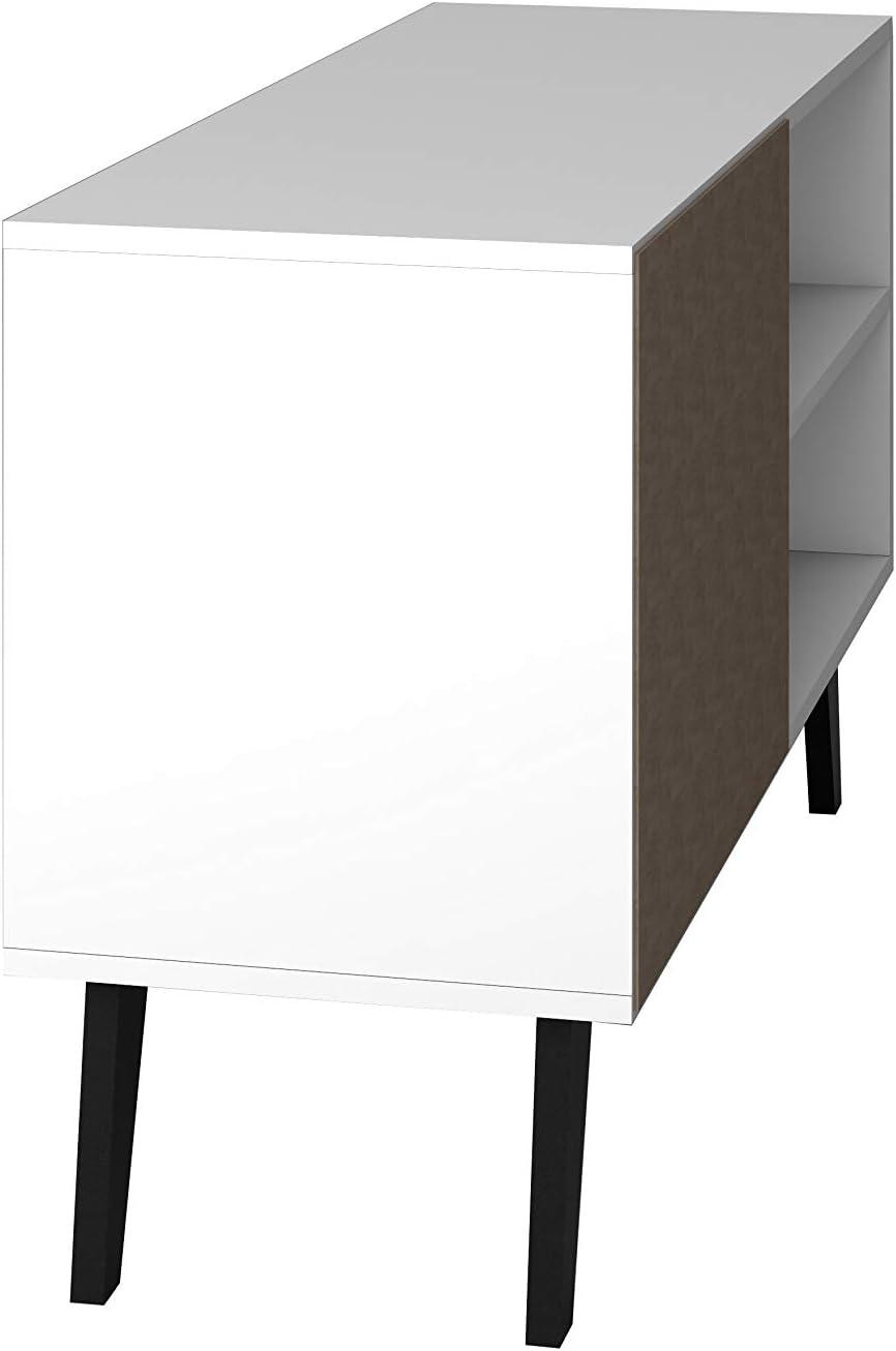 Manhattan Comfort 35.43" Amsterdam TV Stand for TVs up to 42" White: Modern Console with Fixed Shelves