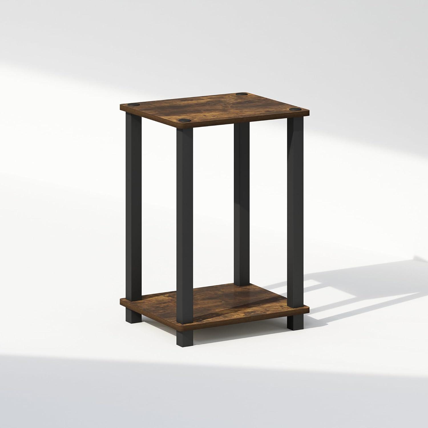 Amber Pine and Black Compact Wood Nightstand
