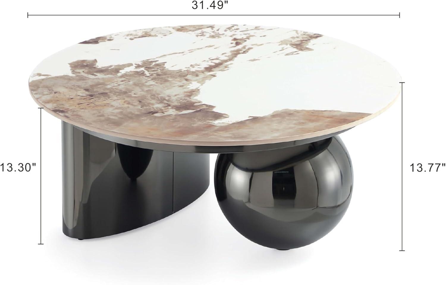 Manhattan Comfort Laurel Sintered Stone Top Coffee Table Black