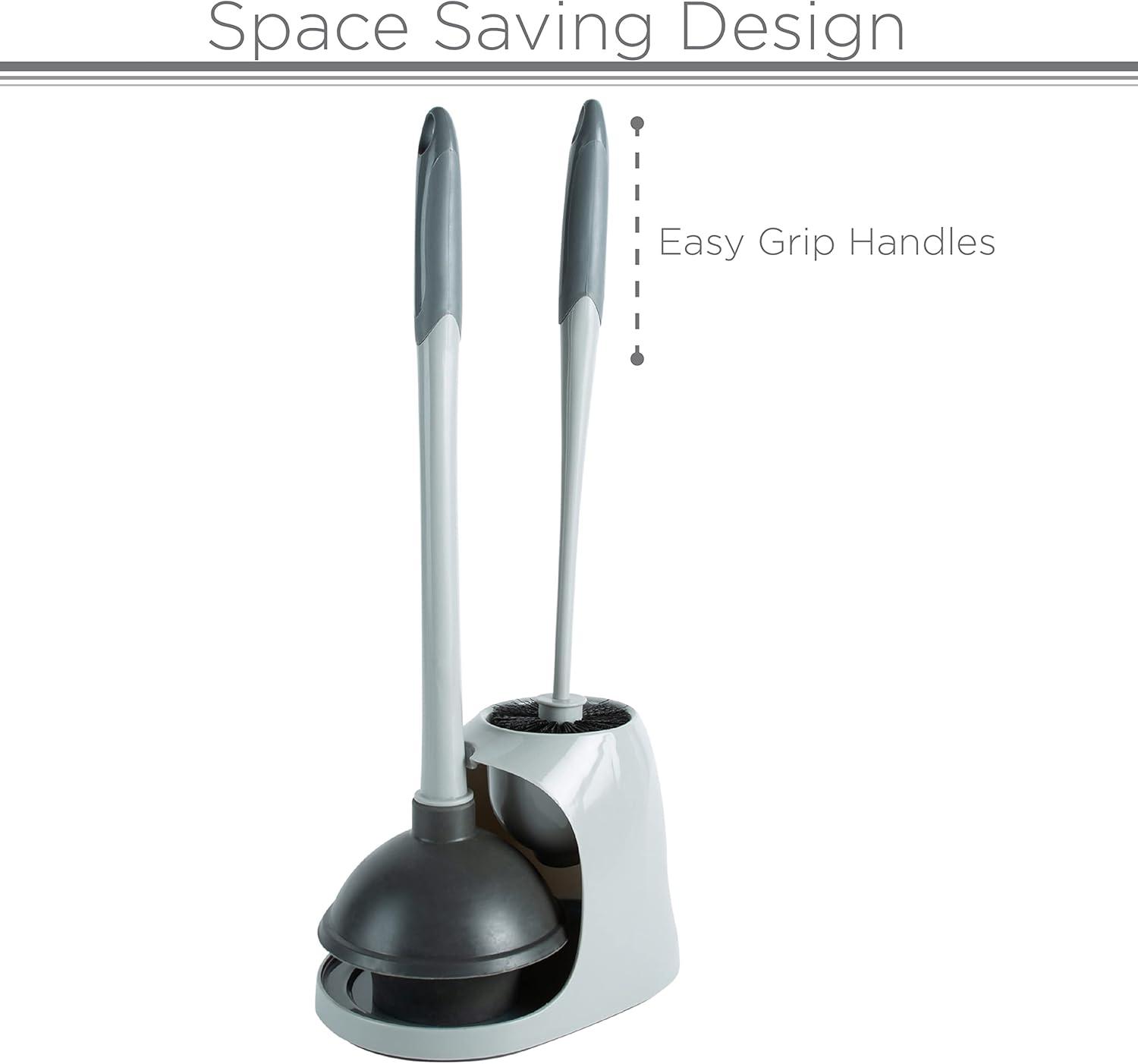 2 in 1 Plunger and Bowl Brush Caddy Set Gray - Bath Bliss