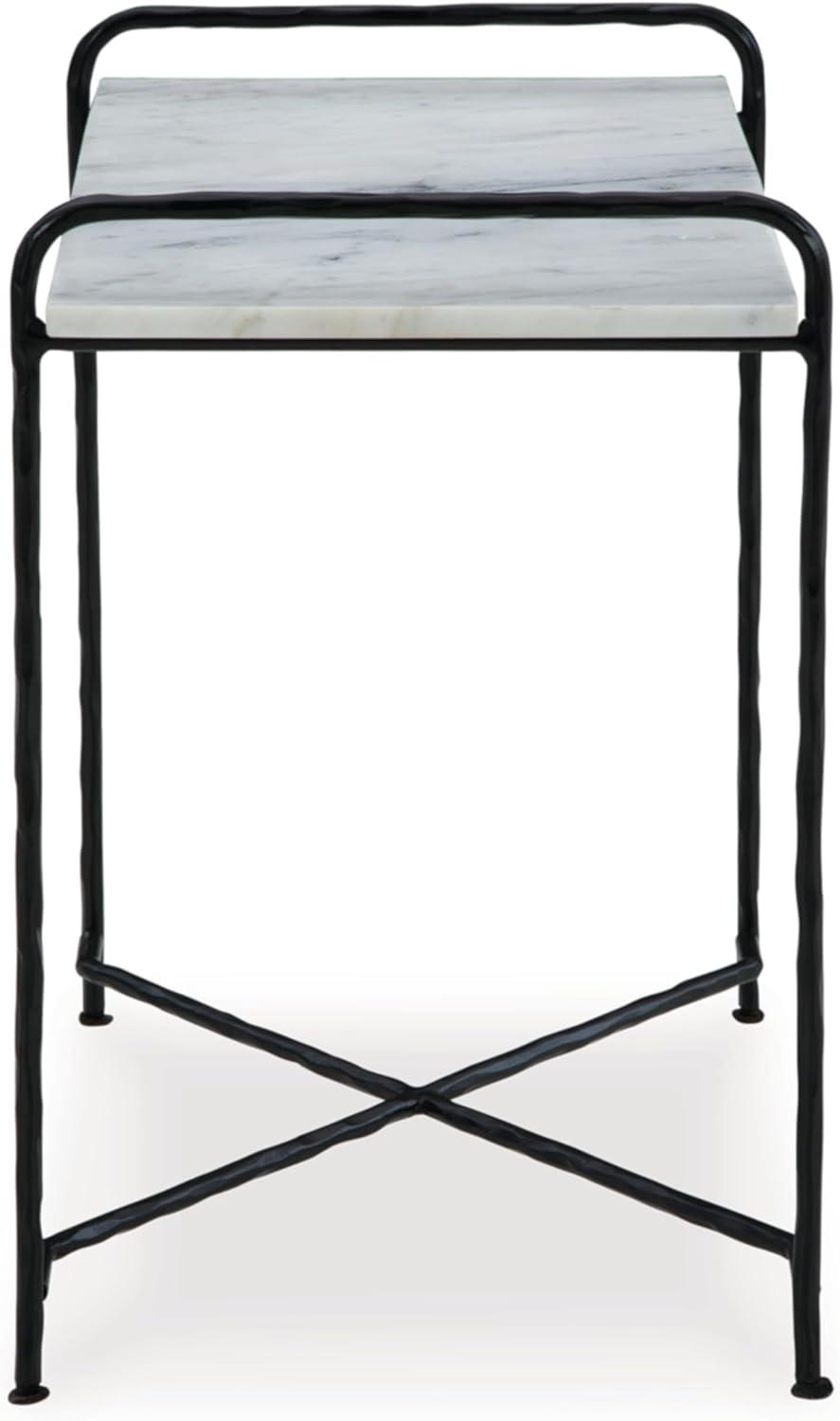 Signature Design by Ashley Ashber Marble Top Accent Table, White & Black