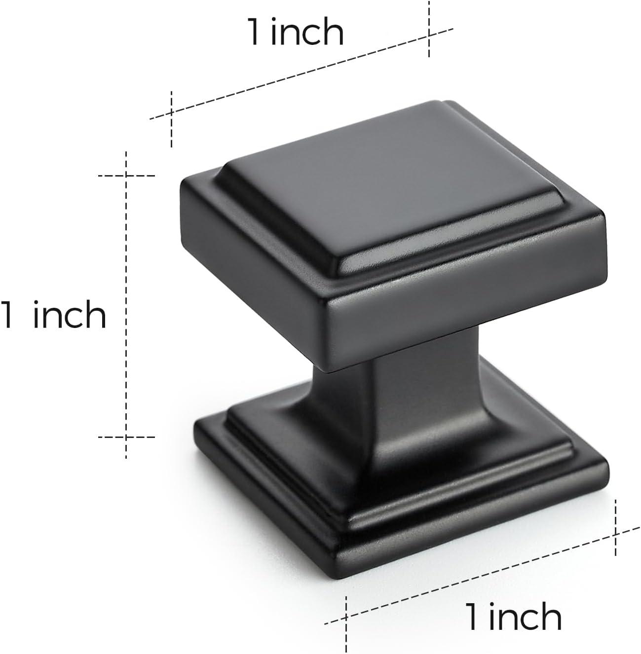 5 Pack Matte Black Square Kitchen Cabinet Knobs,Zinc Solid Drawer Pulls,Farmouse Cabinet Handles for Cupboard, Dresser, Closet and Bathroom, Modern Cabinet Hardware for Cabinets Black 5 Black 5