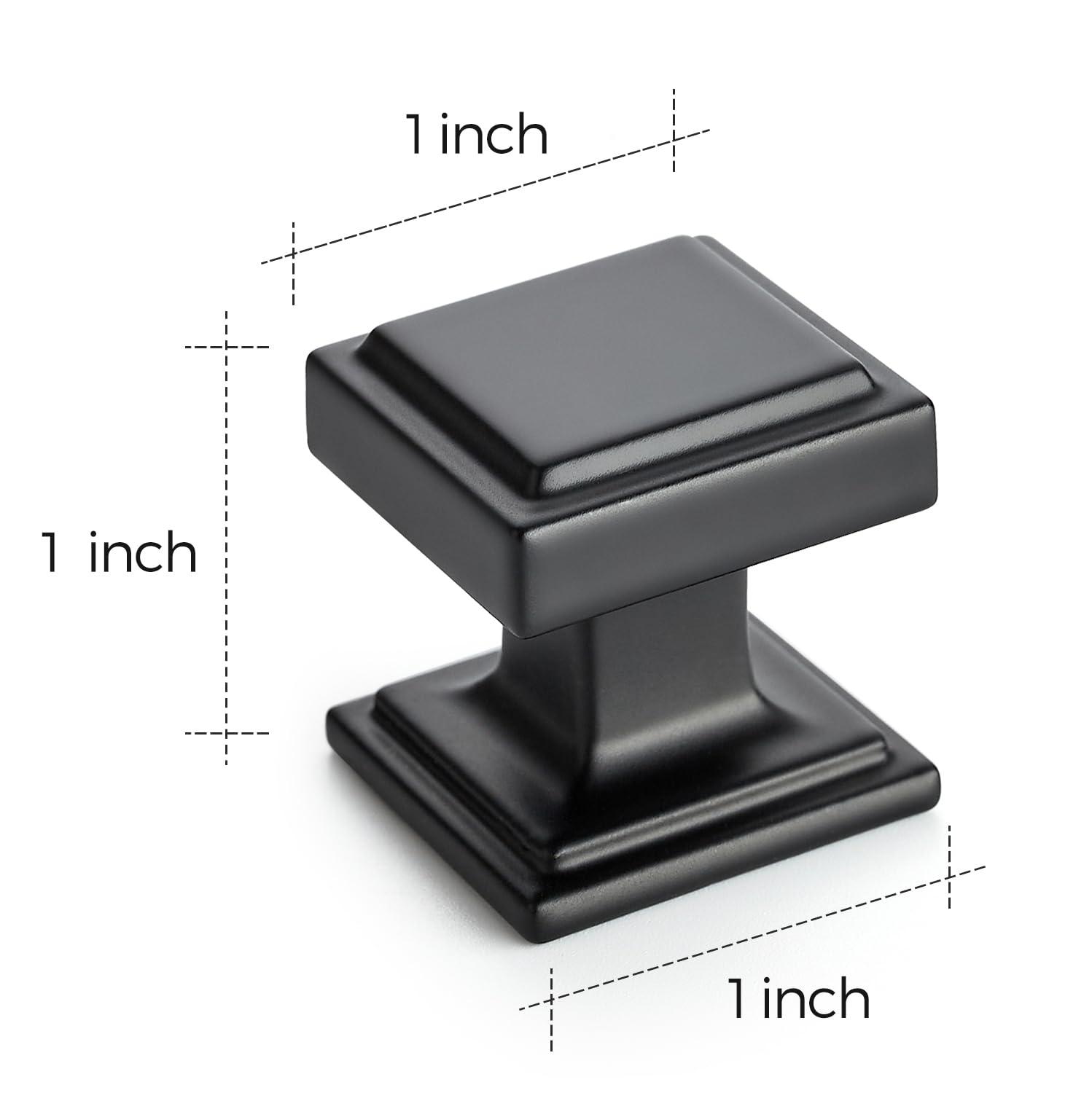 Single Hole Drawer Knobs - 10 Pack Black Cabinet Knobs - Square Dresser Knobs Dresser Handles Closet Door Knobs - Kitchen Cabinet Knobs - Cabinet Hardware