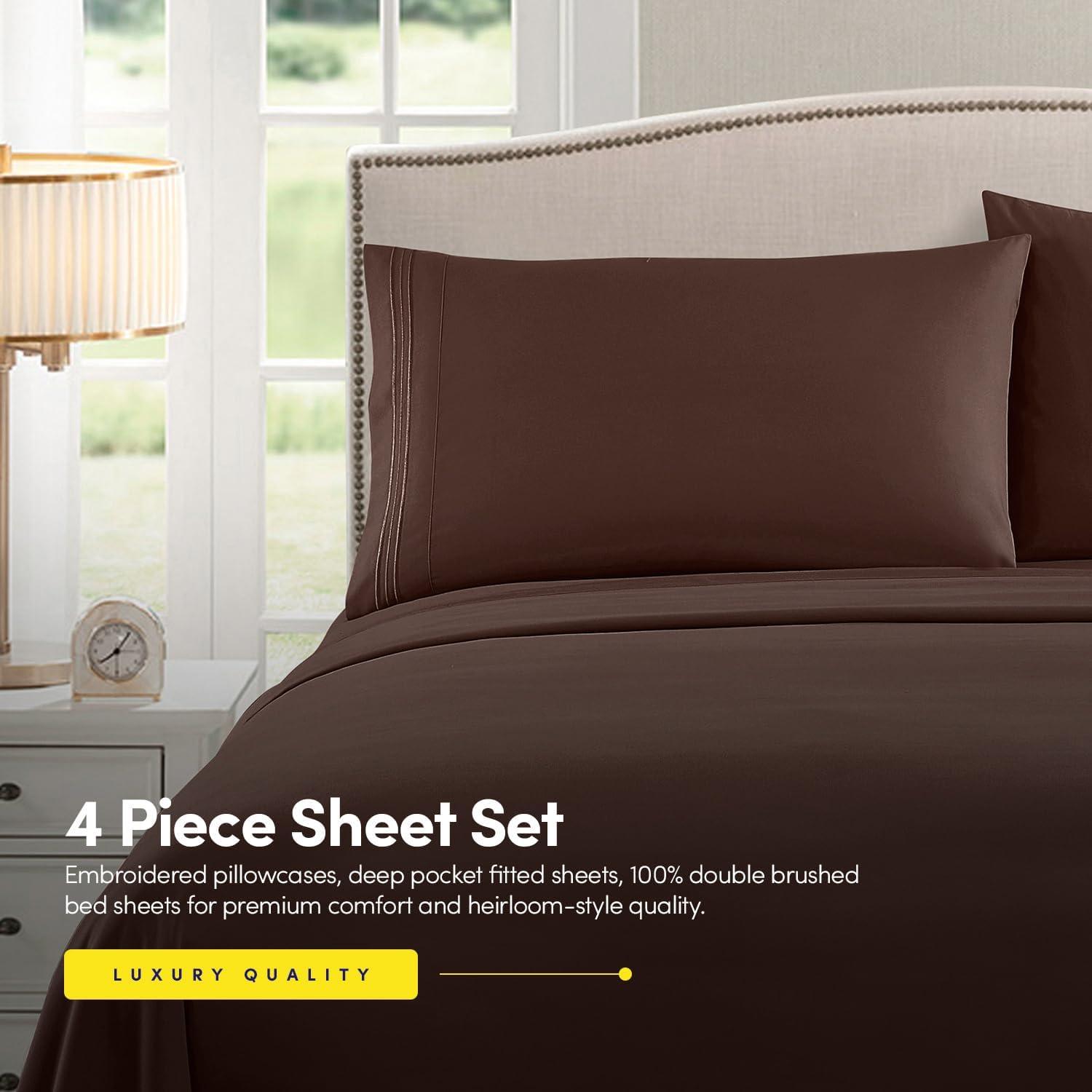 Sweet Home Collection Luxurious Classic Soft Solid 1800 Series Microfiber Sheet Set, Various Colors and Sizes