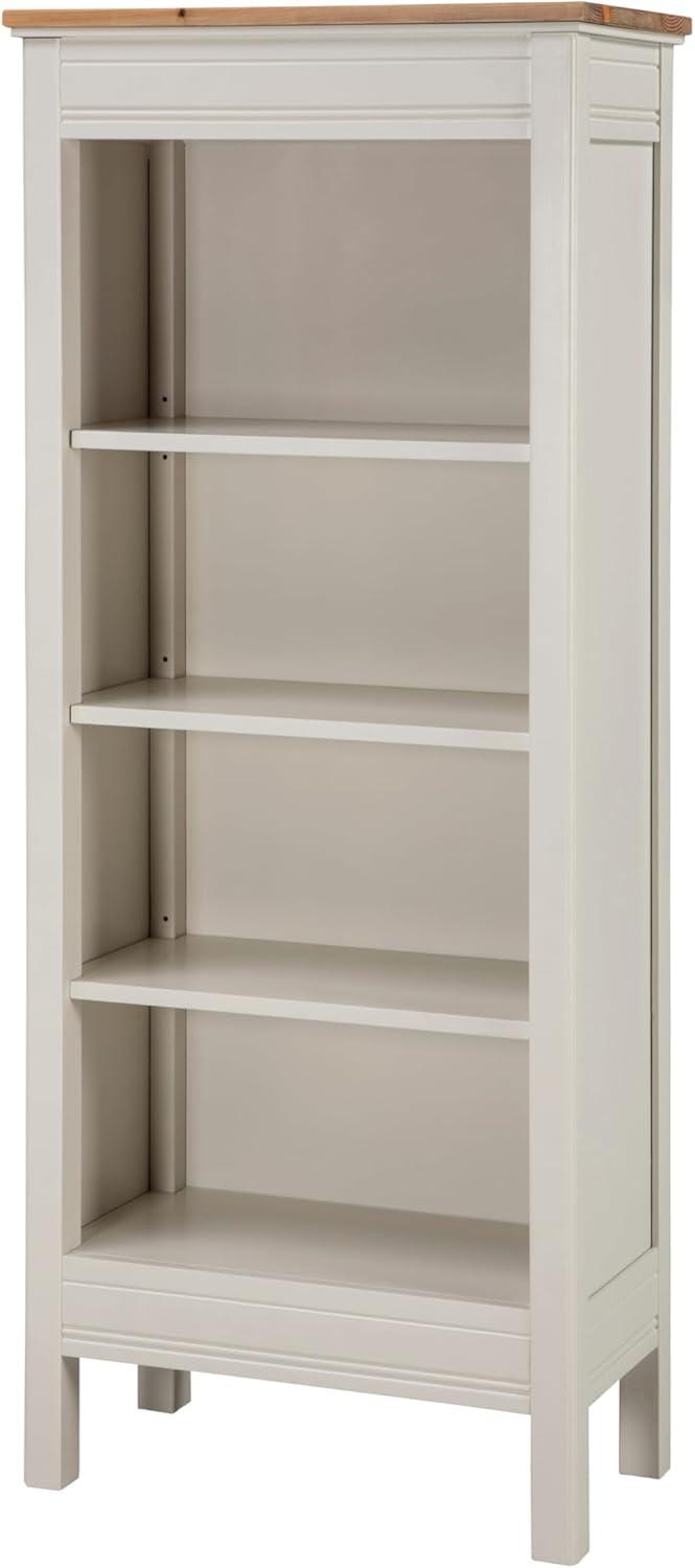 60" Savannah Tall Bookshelf Ivory with Natural Wood Top - Bolton Furniture