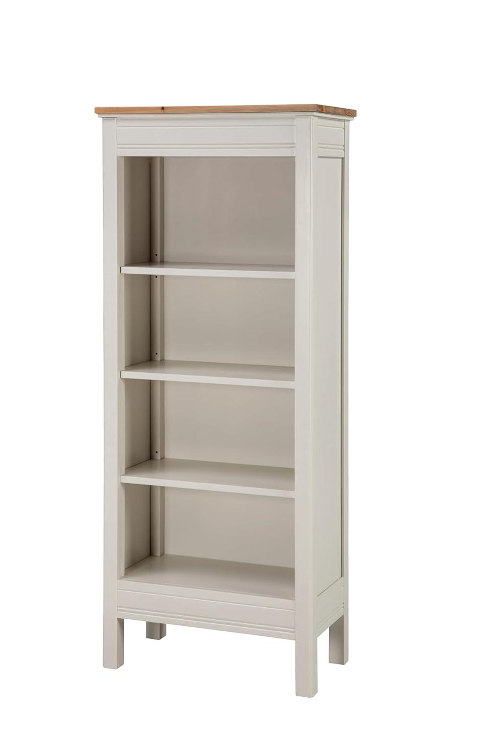 60" Savannah Tall Bookshelf Ivory with Natural Wood Top - Bolton Furniture