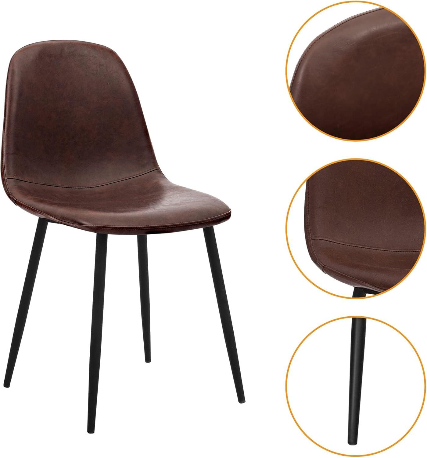 Connor Dark Brown Faux Leather Upholstered Side Chair Set