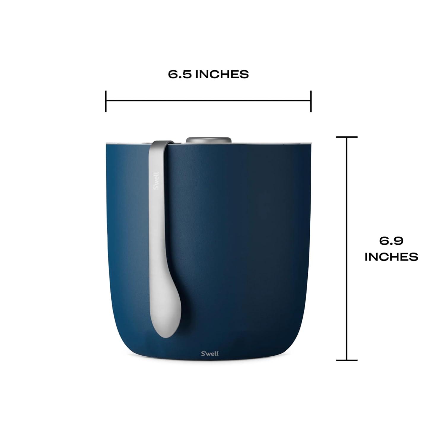 Azurite Blue Stainless Steel Ice Bucket with Tongs