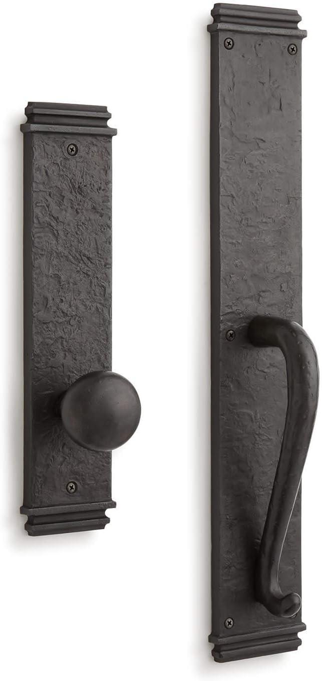 Griggs Distressed Solid Bronze Full Plate Dummy Door Handleset with Round Knob