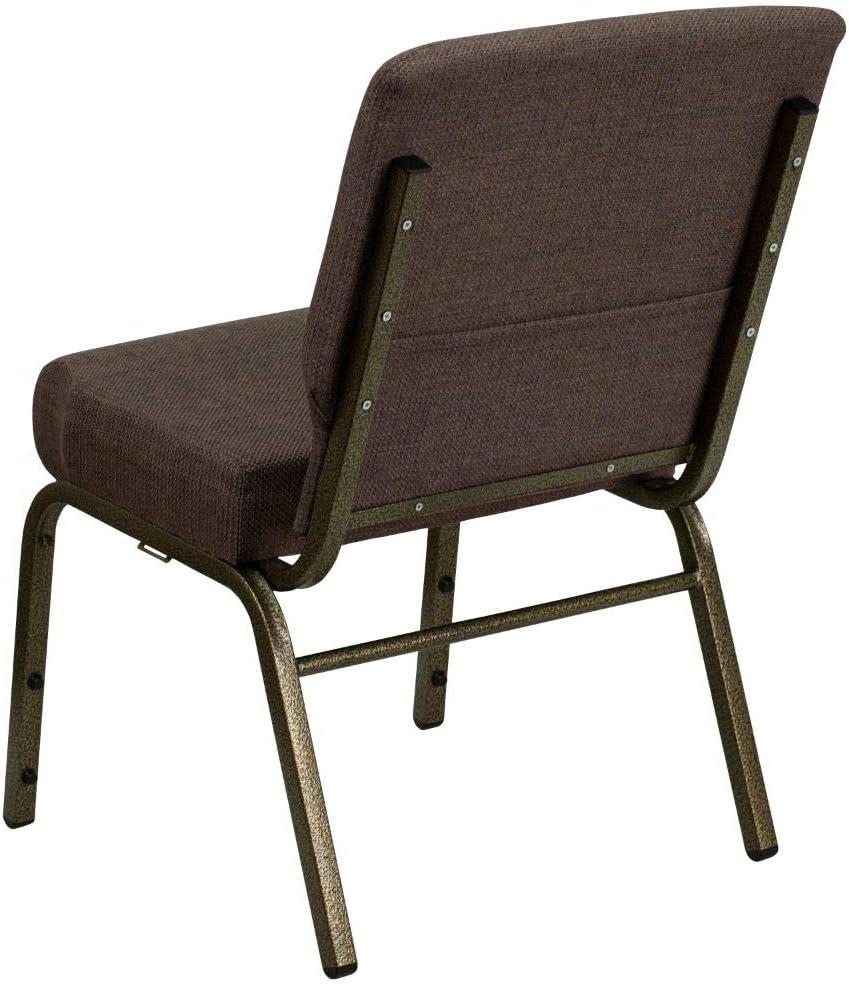 21'' Brown Fabric and Gold Steel Stacking Chair