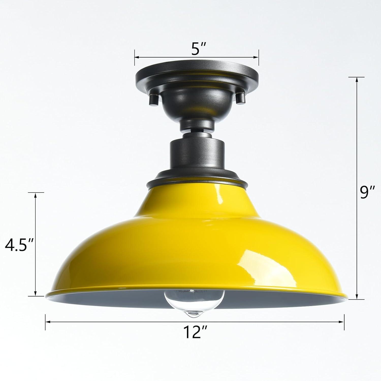 Modern Yellow Semi Flush Mount Light Barn Style Ceiling Light Fixture