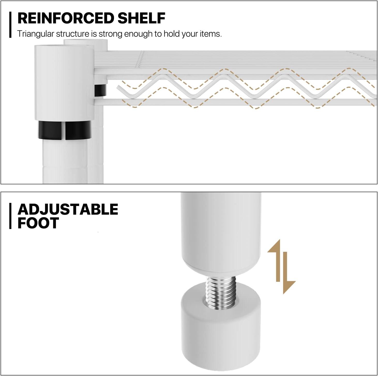 MoNiBloom Heavy Duty Clothes Rack L Shaped Clothing Rack for Corner, Wire Garment Rack Freestanding Wardrobe Rack for Bedroom, 73"Lx13.5"Wx71"H, White