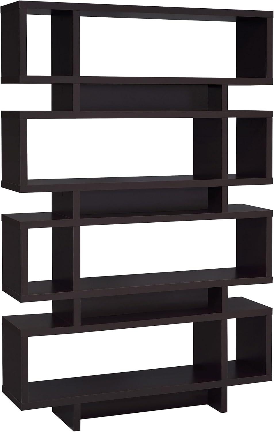 Contemporary Cappuccino Open Back 4-Tier Bookcase