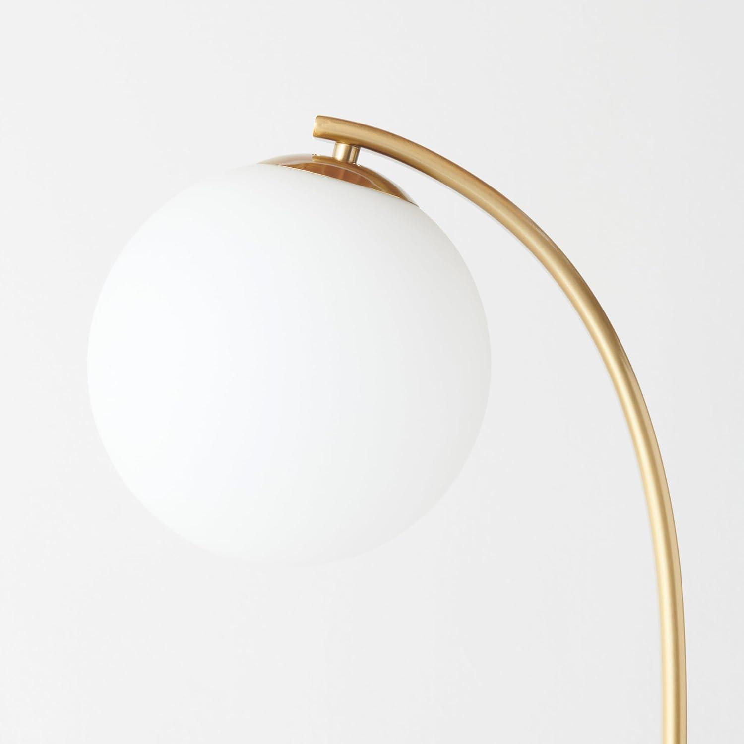Brightech Luna Drop 75 in. Modern LED Arched Standing Floor Lamp with Frosted Glass Globe Shade