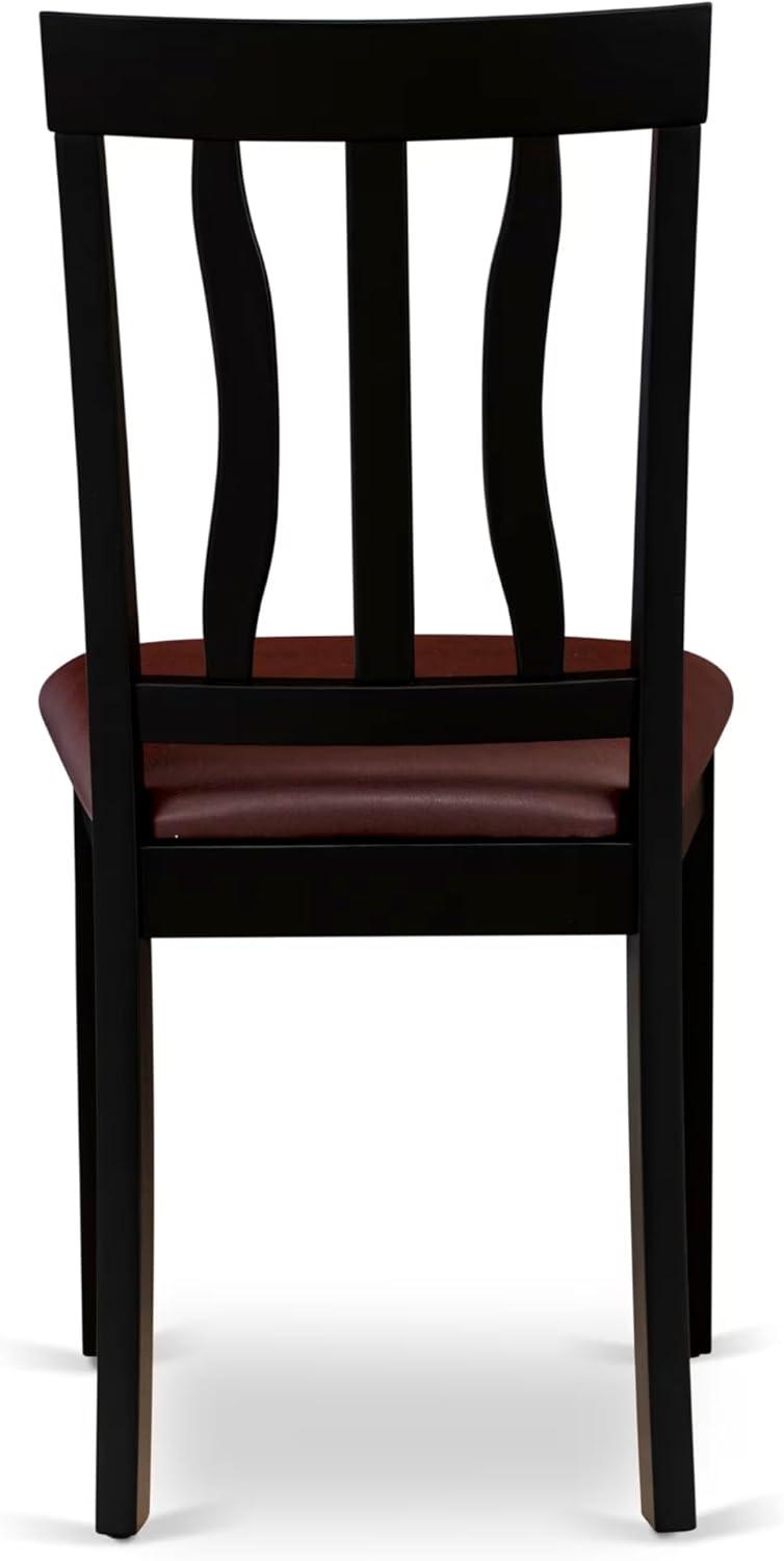 WEAN5-BCH-W East West Furniture 5 Piece Kitchen Table Set- a Dining Table and 4 Chairs, Black & Cherry(Seat Type Options) WEAN5-BCH-LC